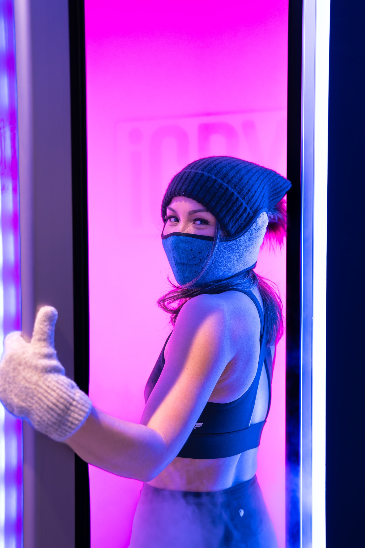 iCRYO Port St. Lucie guest geared up inside the cryo chamber